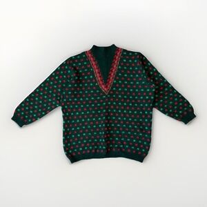 Vtg United Colors of Benetton Mohair Wool Sweater Italy 48 Large Green Red
